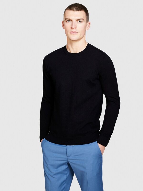 Koton Karışımlı Bisiklet Yaka Kazak Erkek Siyah Kazak - 324P10F2S1C78