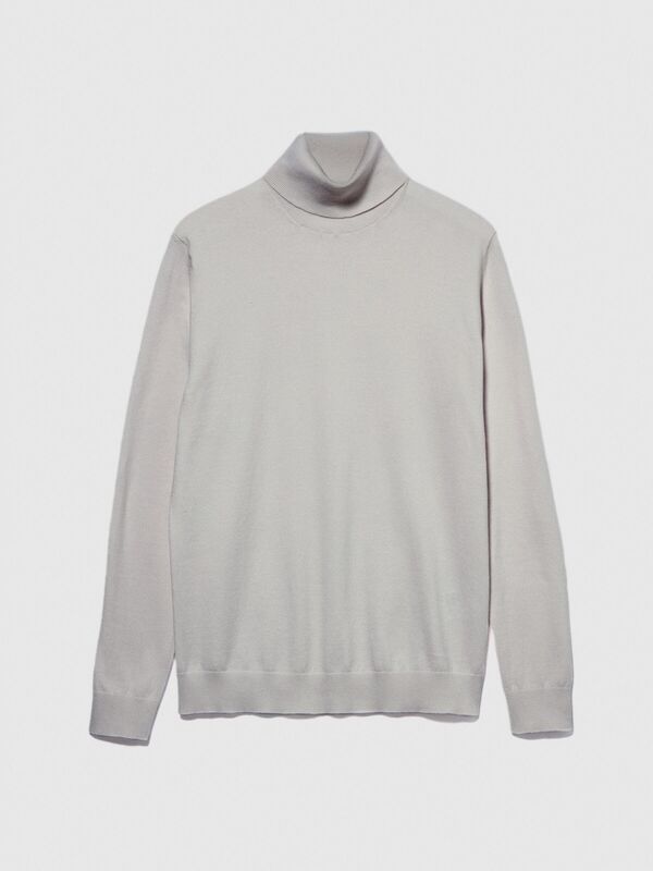 Sisley - Koton Karışımlı Dik Yaka Kazak Erkek Siyah Kazak - 323A10F2S2244