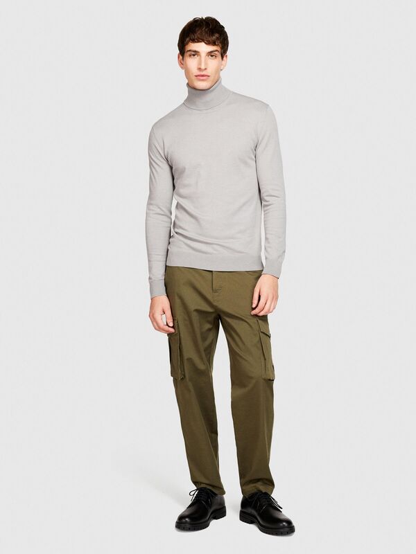 Koton Karışımlı Dik Yaka Kazak Erkek Siyah Kazak - 323A10F2S2244