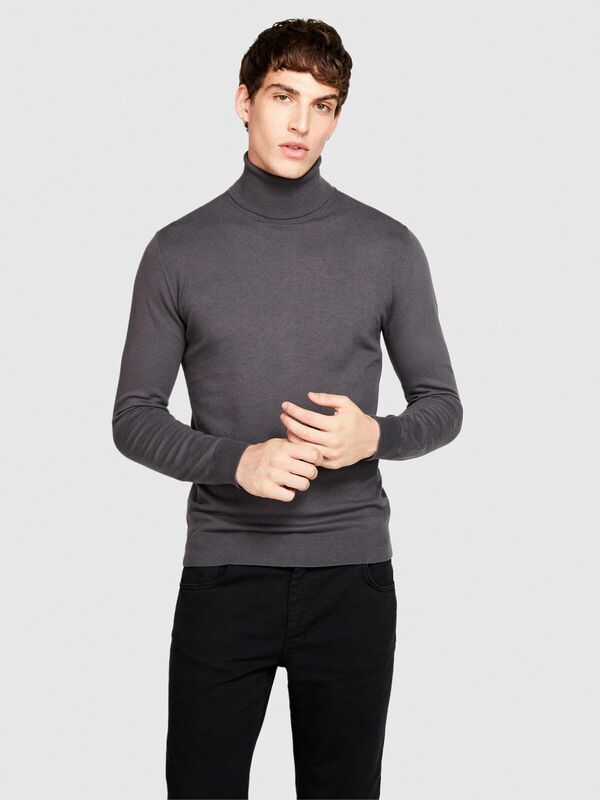 Koton Karışımlı Dik Yaka Kazak Erkek Sarı Kazak - 323A10F2S2244