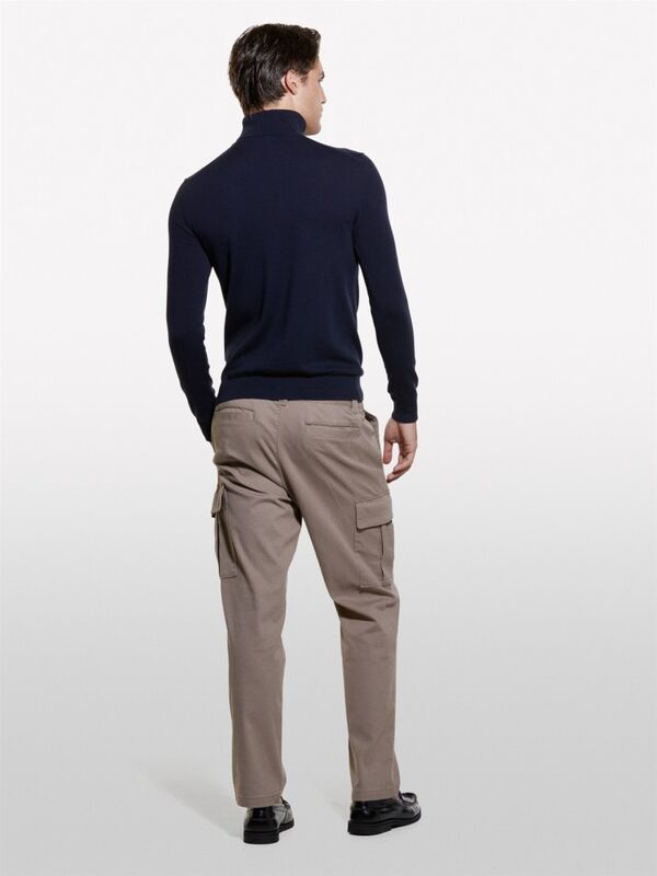 Sisley - Koton Karışımlı Dik Yaka Kazak Erkek Lacivert Kazak - 324A10F2S2244