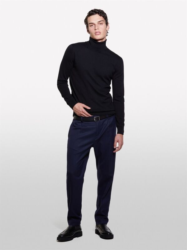 Koton Karışımlı Dik Yaka Kazak Erkek Siyah Kazak - 324A10F2S2244