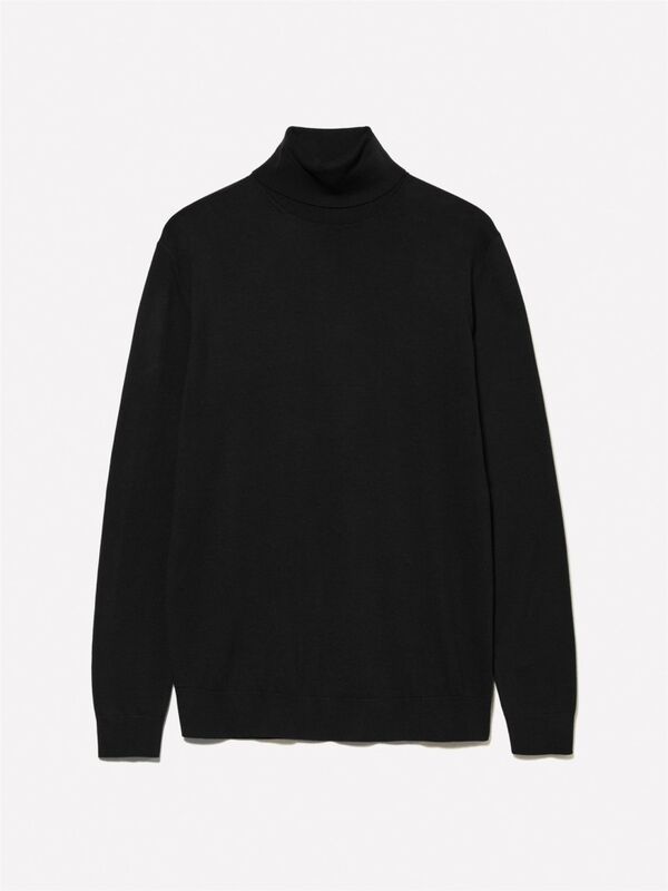 Koton Karışımlı Dik Yaka Kazak Erkek Siyah Kazak - 324A10F2S2244