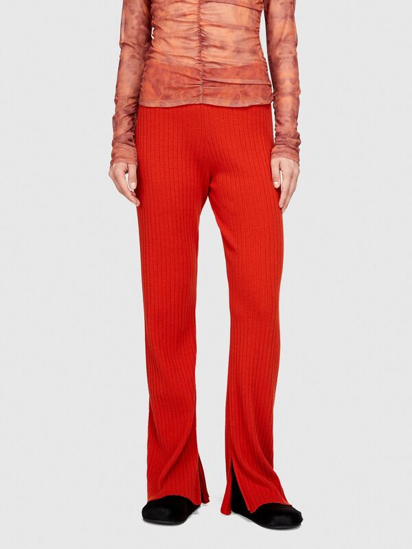 Koton Karışımlı Fitted Fit Triko Pantolon Kadın Turuncu Pantolon - 323A11BHMF006