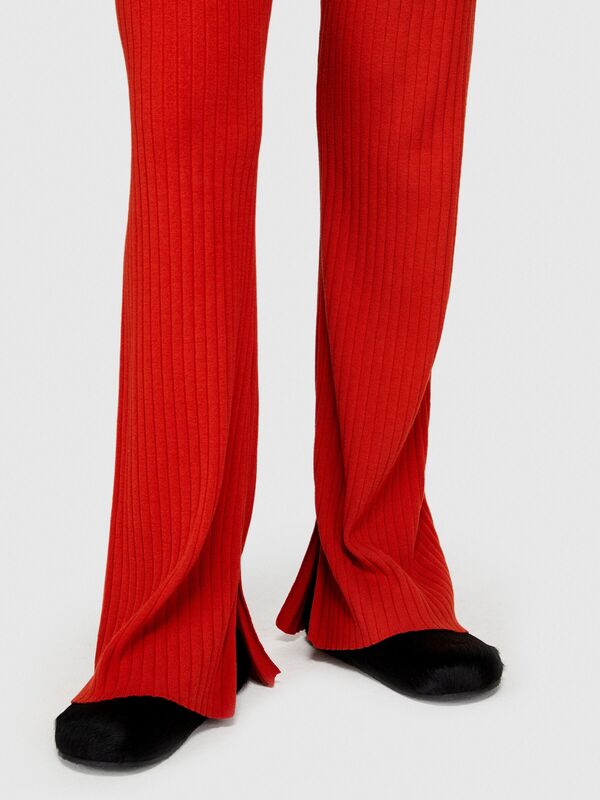 Koton Karışımlı Fitted Fit Triko Pantolon Kadın Turuncu Pantolon - 323A11BHMF006