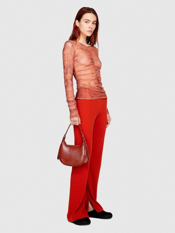 Koton Karışımlı Fitted Fit Triko Pantolon Kadın Turuncu Pantolon - 323A11BHMF006