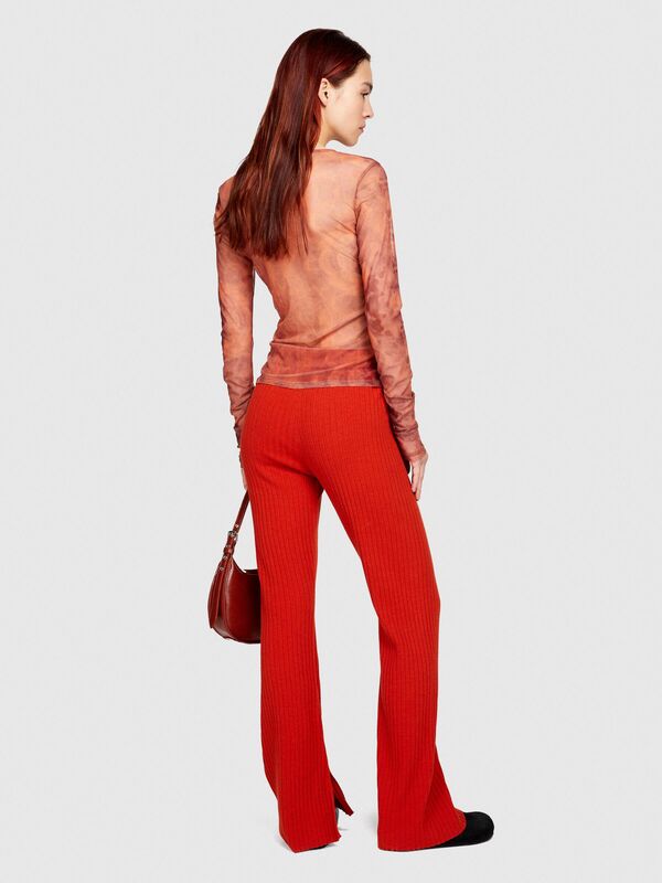 Sisley - Koton Karışımlı Fitted Fit Triko Pantolon Kadın Turuncu Pantolon - 323A11BHMF006