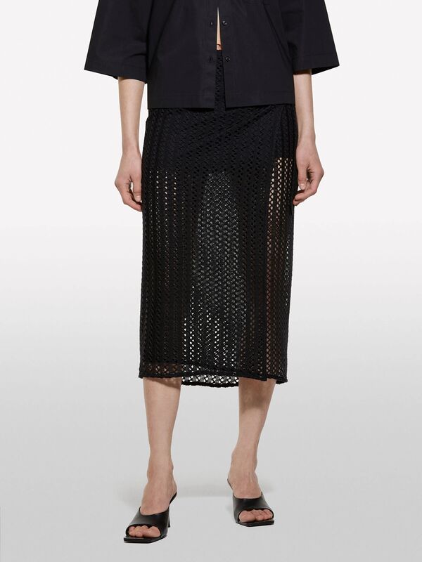 Kroşe Astarlı Uzun Pareo Kadın Siyah Etek - 325P60FSW800Q