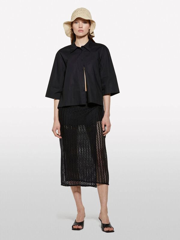 Sisley - Kroşe Astarlı Uzun Pareo Kadın Siyah Etek - 325P60FSW800Q