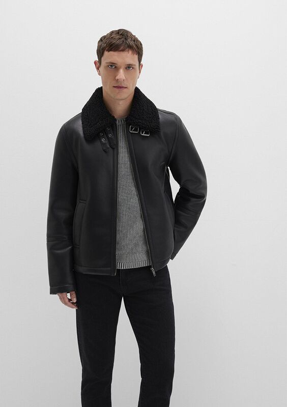 KÜRK YAKA CEKET Erkek Siyah Ceket - M0110670