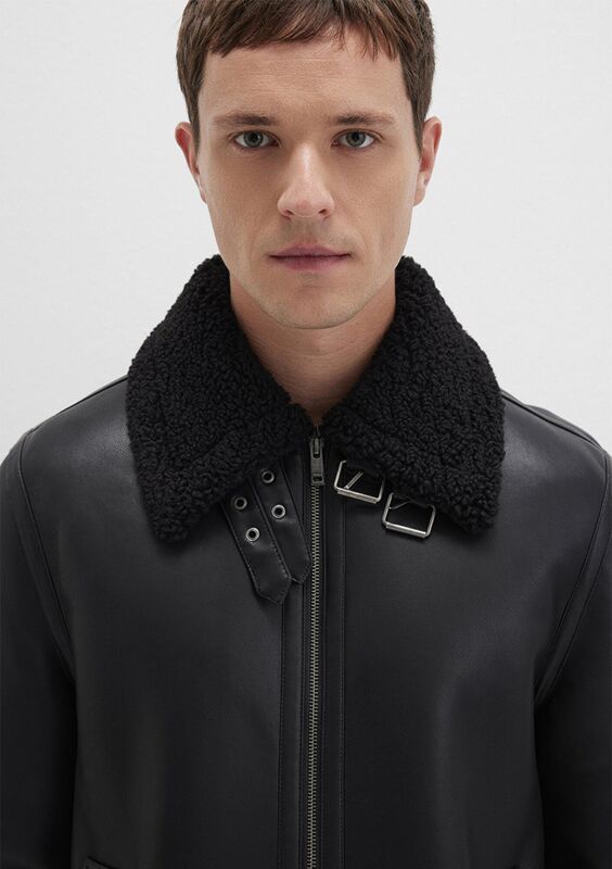 KÜRK YAKA CEKET Erkek Siyah Ceket - M0110670