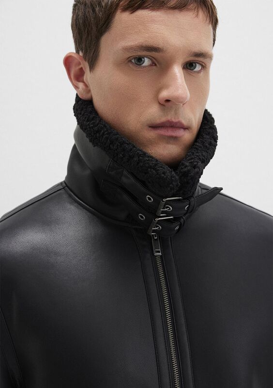 KÜRK YAKA CEKET Erkek Siyah Ceket - M0110670