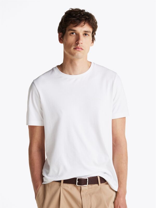 Tommy Hilfiger - LIGHT INTERLOCK TEE Erkek Beyaz T-Shirt - MW0MW37508