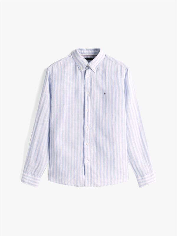 LINEN ESSENTIAL STRIPE RF SHIRT Erkek Mavi Gömlek - MW0MW38581