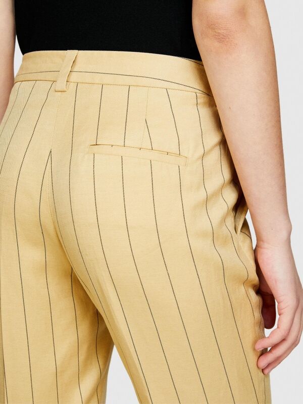 Liyosel Karışımlı Çizgili Hafif Kloş Pantolon Kadın Siyah Mix Pantolon - 324P47I2LF04X