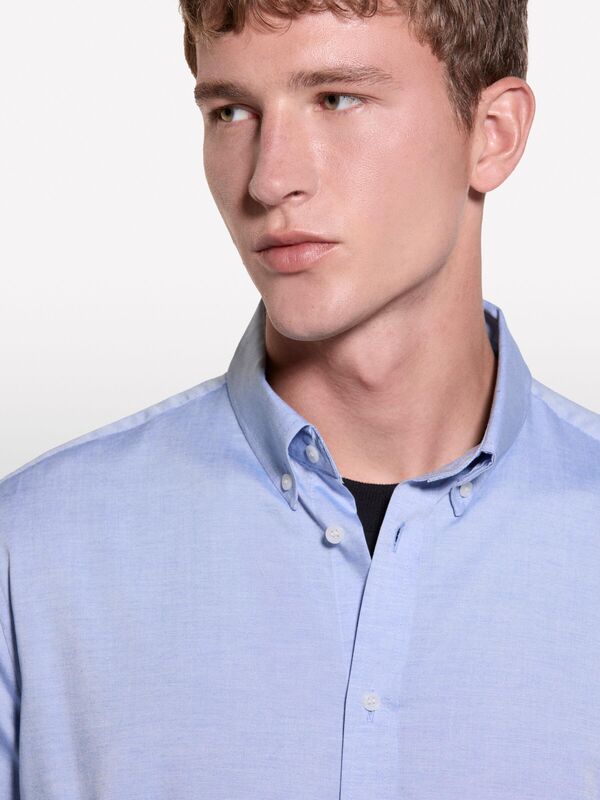 Liyosel ve Pamuk Karışımlı Normal Kesim Gömlek Erkek Mavi Gömlek - 324A5SEQSQ049