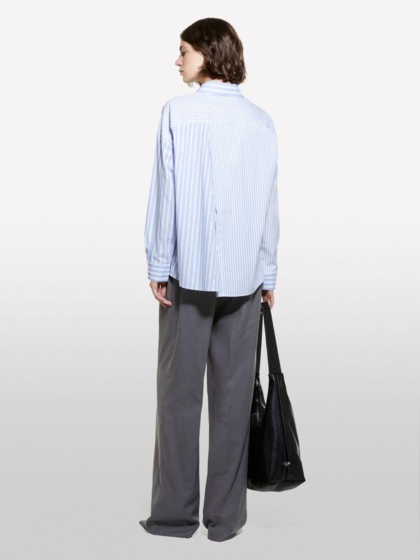 Liyosel ve Pamuk Karışımlı Önü Pileli Palazzo Pantolon Kadın Füme Pantolon - 324A4TKDLF05T