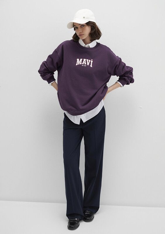 Mavi - LOGO BASKILI SWEATSHIRT Kadın Mor Sweatshirt - M1S10372