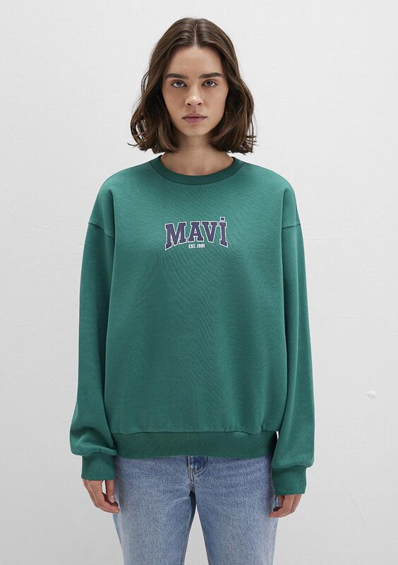 LOGO BASKILI SWEATSHIRT Kadın Yeşil Sweatshirt - M1S10372