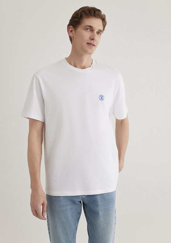 LOGO NAKIŞLI TİŞÖRT Erkek Beyaz Basic T-Shirt - M067074