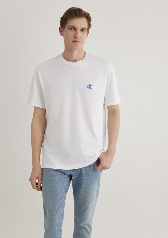 LOGO NAKIŞLI TİŞÖRT Erkek Beyaz Basic T-Shirt - M067074