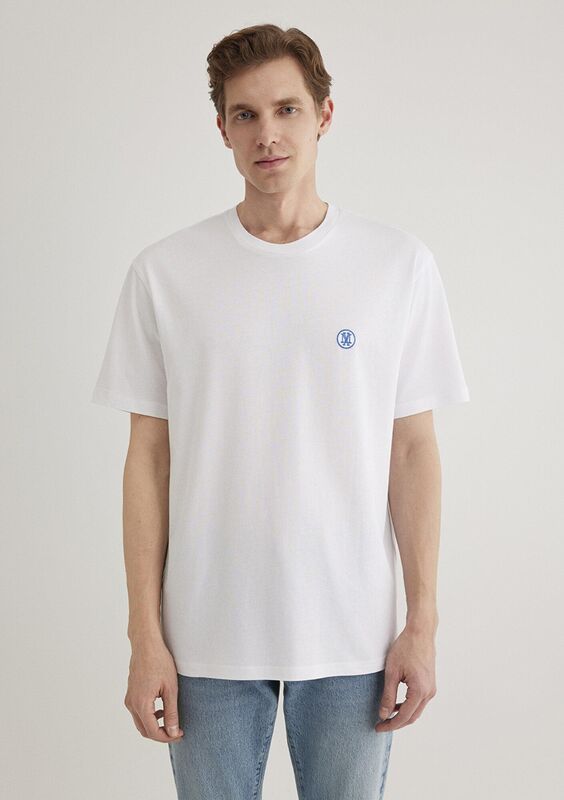 LOGO NAKIŞLI TİŞÖRT Erkek Beyaz Basic T-Shirt - M067074