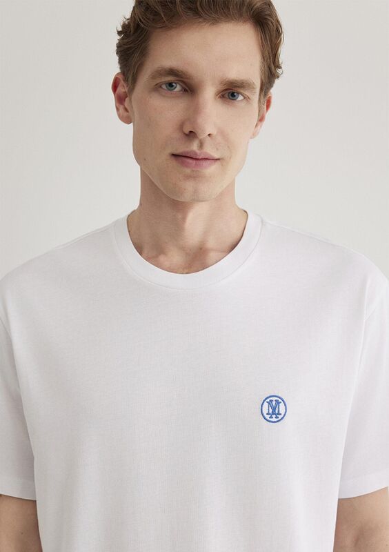 LOGO NAKIŞLI TİŞÖRT Erkek Beyaz Basic T-Shirt - M067074