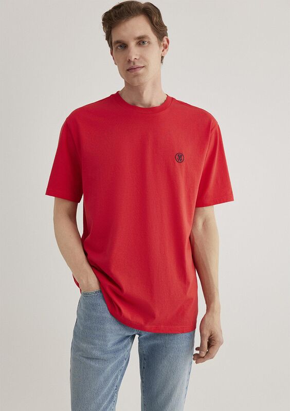 LOGO NAKIŞLI TİŞÖRT Erkek Kırmızı Basic T-Shirt - M067074