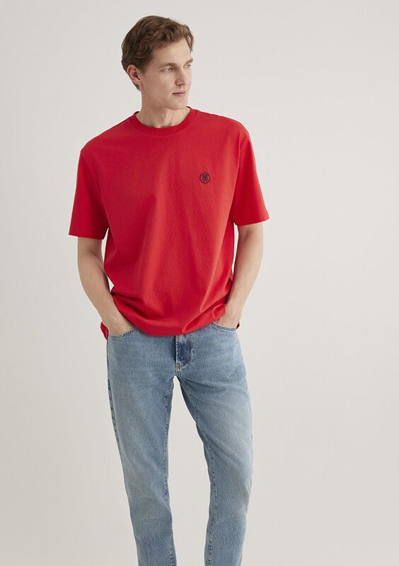 LOGO NAKIŞLI TİŞÖRT Erkek Kırmızı Basic T-Shirt - M067074