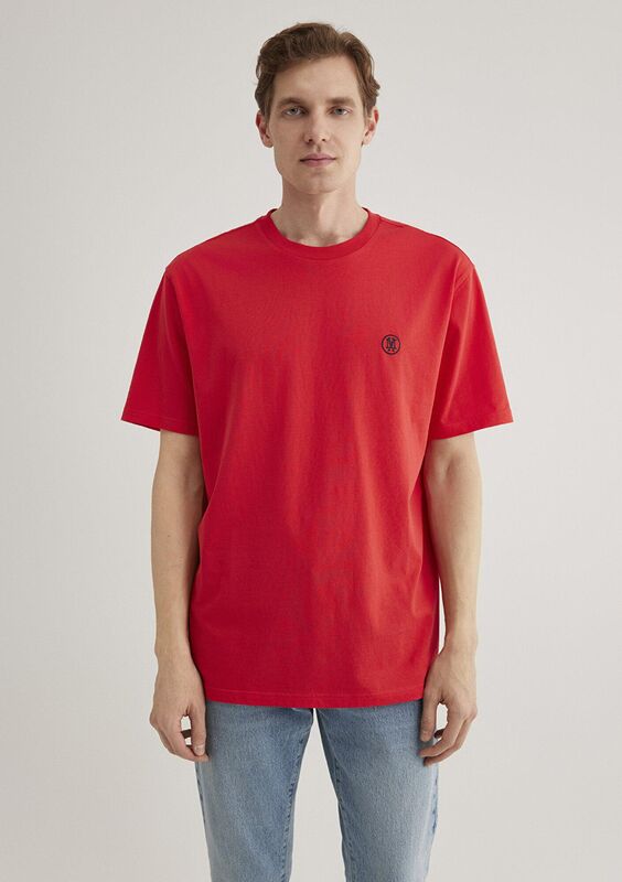 LOGO NAKIŞLI TİŞÖRT Erkek Kırmızı Basic T-Shirt - M067074