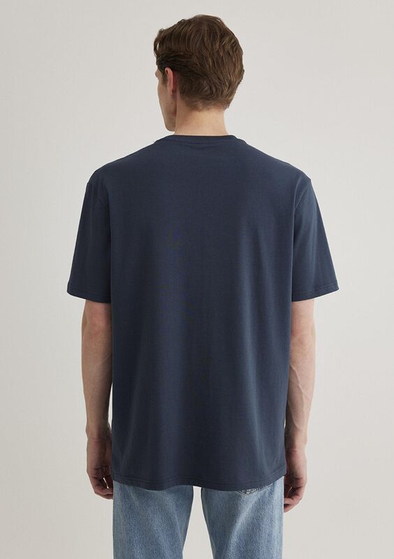 LOGO NAKIŞLI TİŞÖRT Erkek Koyu Mavi Basic T-Shirt - M067074