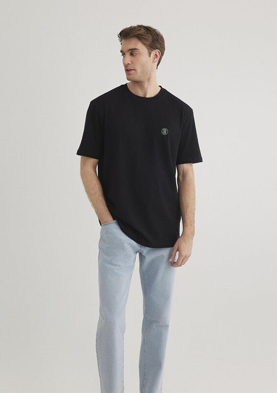 LOGO NAKIŞLI TİŞÖRT Erkek Siyah Basic T-Shirt - M067074