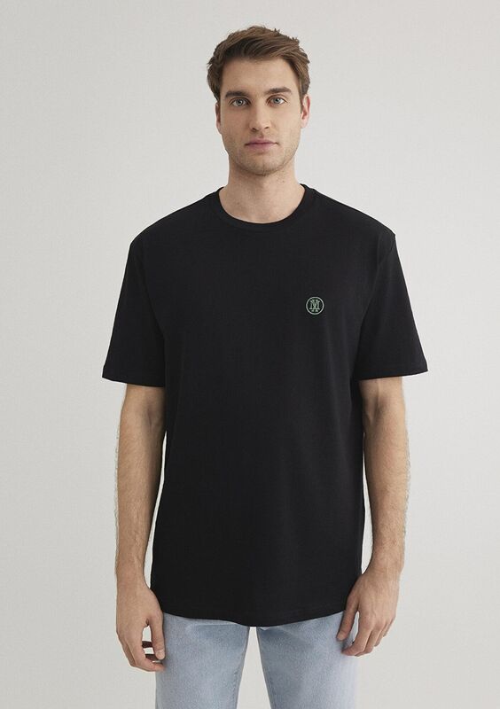 LOGO NAKIŞLI TİŞÖRT Erkek Siyah Basic T-Shirt - M067074