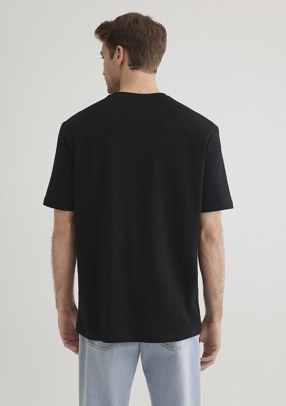 LOGO NAKIŞLI TİŞÖRT Erkek Siyah Basic T-Shirt - M067074