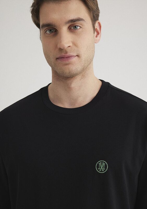 LOGO NAKIŞLI TİŞÖRT Erkek Siyah Basic T-Shirt - M067074
