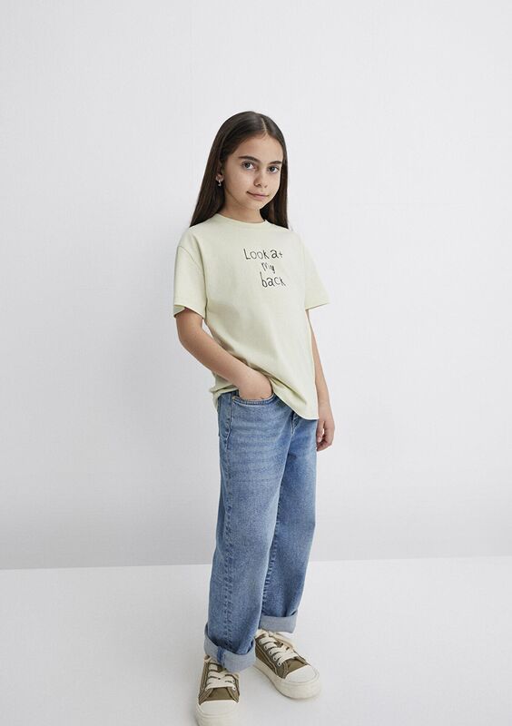 LOOK MY BACK BASKILI CROP TİŞÖRT Kız Çocuk Yeşil T-Shirt - M7610282
