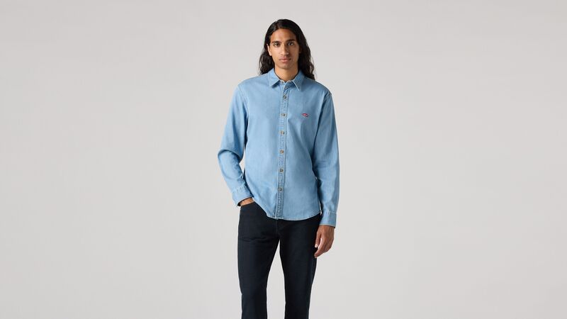 LS BATTERY HM SHIRT SLIM OSBORNE LIGHT Erkek Mavi UK Gömlek - 86625