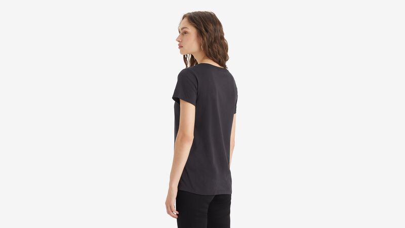 LSE_PERFECT VNECK ANISE FLOWER Kadın Siyah T-Shirt - A3170