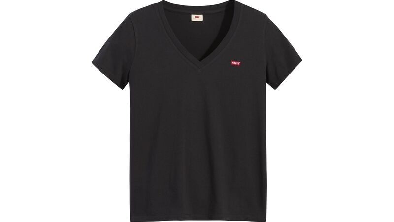 LSE_PERFECT VNECK ANISE FLOWER Kadın Siyah T-Shirt - A3170