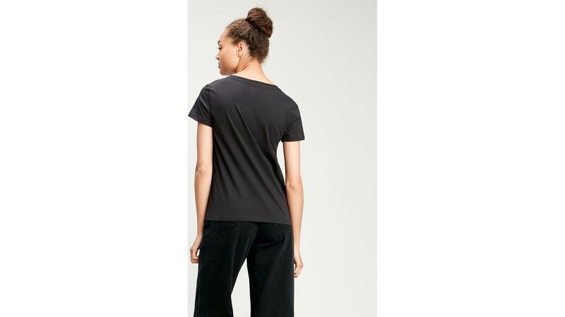 LSE_PERFECT VNECK ANISE FLOWER Kadın Siyah T-Shirt - A3170