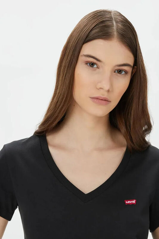 LSE_PERFECT VNECK CAVIAR1 Kadın Siyah T-Shirt - A3170