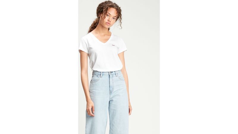 LSE_PERFECT VNECK WHITE 12884 Kadın Bej T-Shirt - A3170