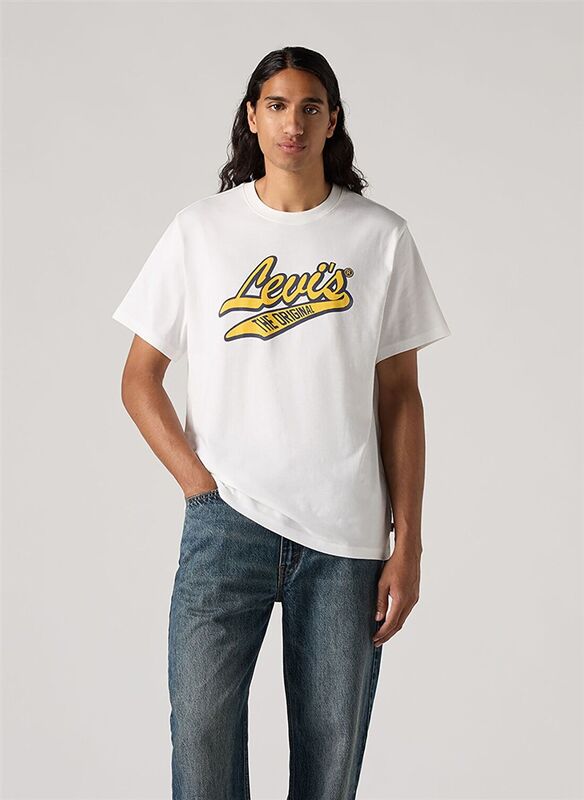 LSE_SS RELAXED FIT TEE ARCHIVAL SCRIPT Erkek Beyaz T-Shirt - A2082