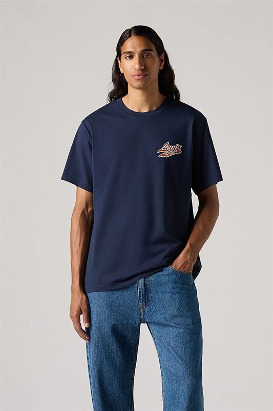 LSE_SS RELAXED FIT TEE ARCHIVAL SCRIPT Erkek Mavi T-Shirt - A2082