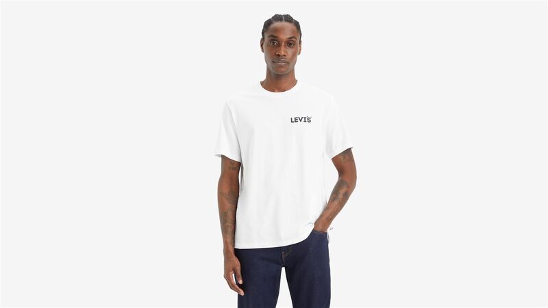 LSE_SS RELAXED FIT TEE HEADLINE LOGO 2 Erkek Beyaz T-Shirt - A2082