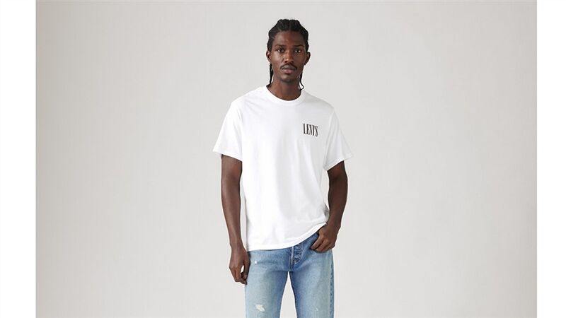 LSE_SS RELAXED FIT TEE SSNL SERIF LOGO Erkek Beyaz T-Shirt - A2082