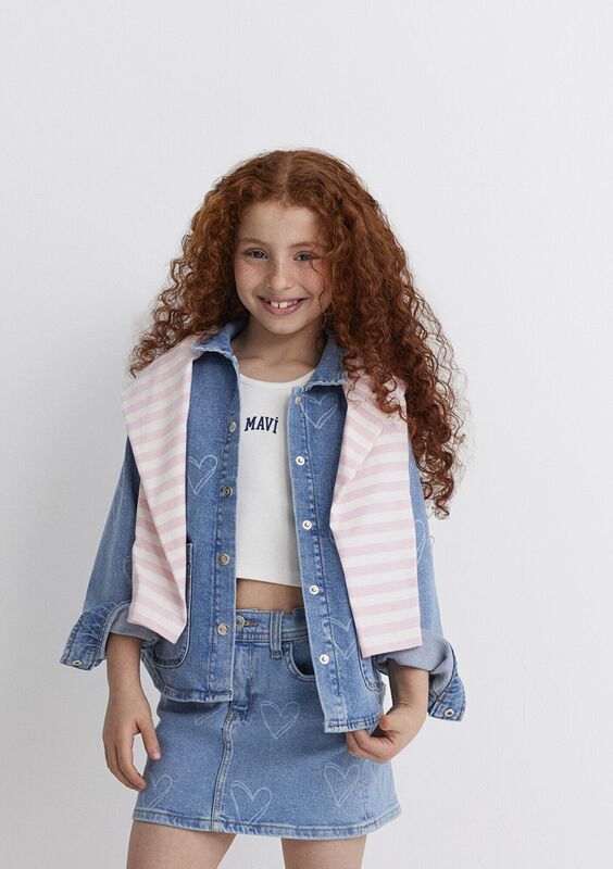 LULU Kız Çocuk Mavi Denim Gömlek - M7210002