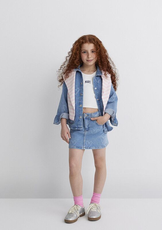 LULU Kız Çocuk Mavi Denim Gömlek - M7210002