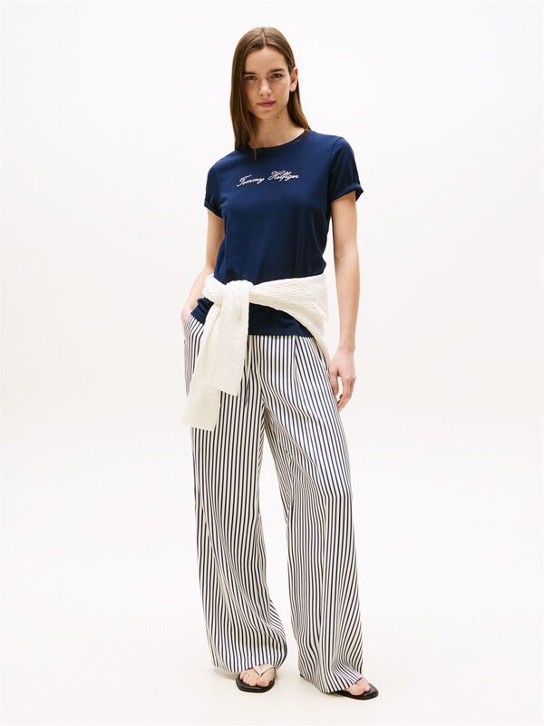 LUREX SCRIPT REG C-NK SS TEE Kadın Mavi T-Shirt - WW0WW47210