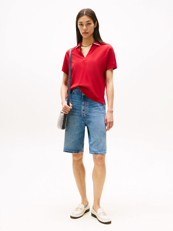 LYOCELL TIPPING OPEN SS POLO Kadın Kırmızı Polo - WW0WW46512